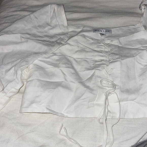 Shona Joy // Blanca Linen Lace Up Boxy Top NWOT🌛 - Picture 12 of 14
